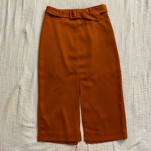 Express High waisted split front belted midi skirt